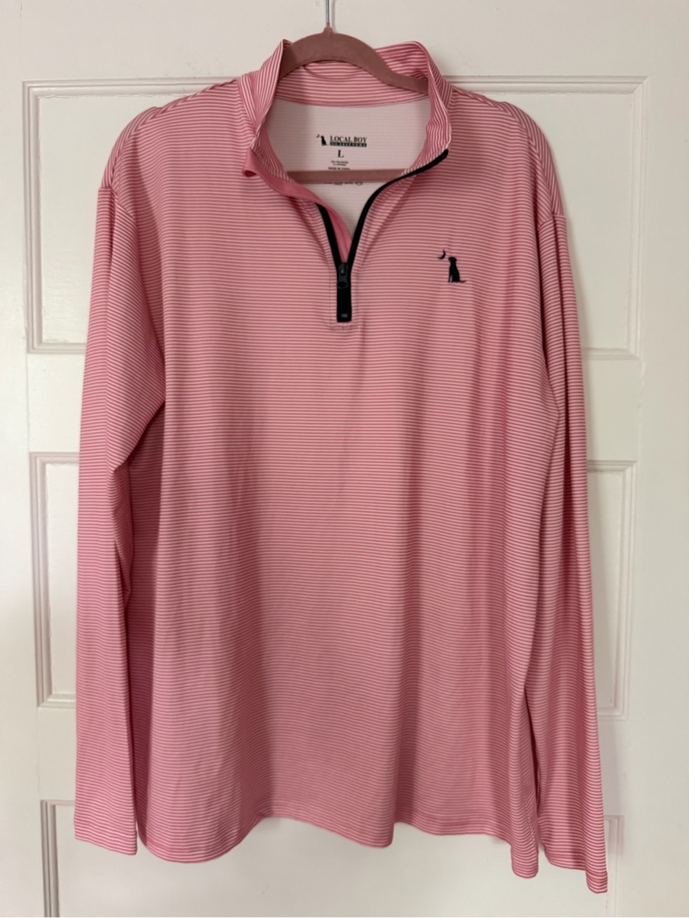 Local Boy Outfitters Quarter Zip Men’s Large Pink Stripe Performance Pullover